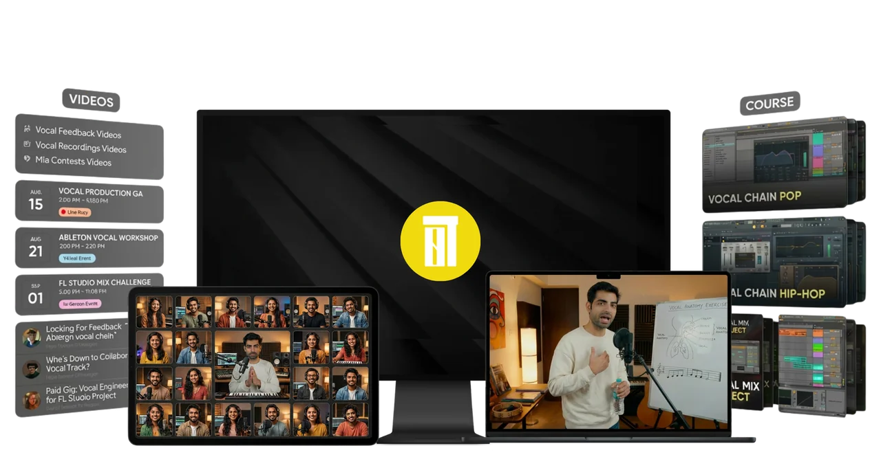 Inside the course β videos, community, the full vocal-chain curriculum and live workshops